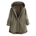 thumbnail image 1 of UYISJ Winter Coats for Women Plus Size Hooded Parka Warm Fuzzy Sherpa Fleece Lined Jackets Button Down Pea Coat Outerwear Black 3XL, 1 of 6