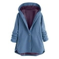 thumbnail image 1 of UYISJ Winter Coats for Women Plus Size Hooded Parka Warm Fuzzy Sherpa Fleece Lined Jackets Button Down Pea Coat Outerwear Blue 3XL, 1 of 6