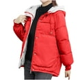 thumbnail image 1 of UYISJ Winter Hooded Coat for Women Warm Fleece Lined Long Quilted Puffer Jacket Sherpa Lined Hooded Outerwear with Pockets Red 3XL, 1 of 7