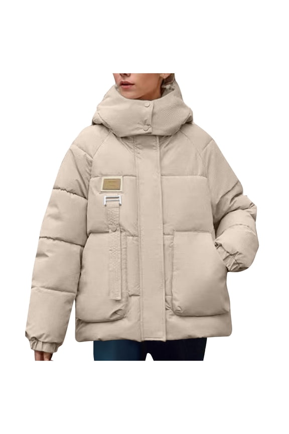 Winter Puffer Coats for Women Lightweight Puffer Jacket Packable Hooded Puffer Jacket Winter Zip Up Puffy Jacket Khaki L