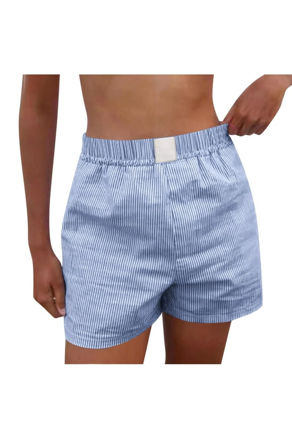 Women Boxers Shorts Elastic Waist Lounge Shorts Baggy Gingham Printed Shorts Boy Shorts Bloomer Streetwear