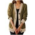 thumbnail image 1 of UYISJ Women Chunky Knit Cardigan Sweater Long Sleeve V Neck Button up Cardigan with Pocket Sweater Coat for Fall and Winter Khaki L, 1 of 6