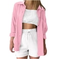 thumbnail image 1 of UYISJ Women Cotton Button Down Shirt Jackets Womens Lapel Collar Blouses V Neck Shirts Collared Office Work Blouses Tops Pink XXL, 1 of 4