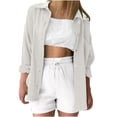 thumbnail image 1 of UYISJ Women Cotton Button Down Shirt Jackets Womens Lapel Collar Blouses V Neck Shirts Collared Office Work Blouses Tops S, 1 of 4