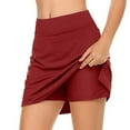 thumbnail image 1 of UYISJ Women High Waisted Flowy Tennis Skirts Tummy Control Stretchy Athletic Golf Skorts Skirts with Pockets Shorts Wine XL, 1 of 8