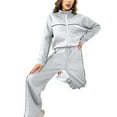 thumbnail image 1 of UYISJ Women Mockneck Coats Tracksuit Long Sleeve Sweatshirts Jogger Pant 2 Piece Outfits Full Zipper Solid Color Sets Gray XL, 1 of 4