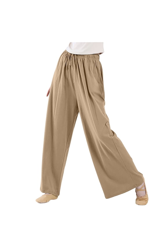 Women Palazzo Dance Pants Wide Leg Loungewear Flowy Pants for Work Out, Yoga Brown L