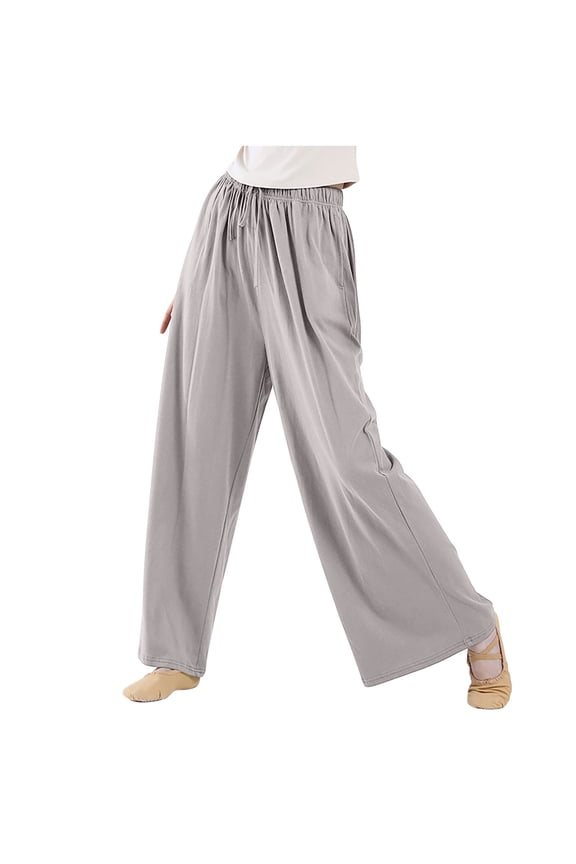 Women Palazzo Dance Pants Wide Leg Loungewear Flowy Pants for Work Out, Yoga Gray M