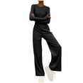 thumbnail image 1 of UYISJ Women's 2 Piece Loungewear Long Sleeve Crop Top Wide Leg Palazzo Pants Set Tracksuits Casual Solid Color Outfit M, 1 of 6