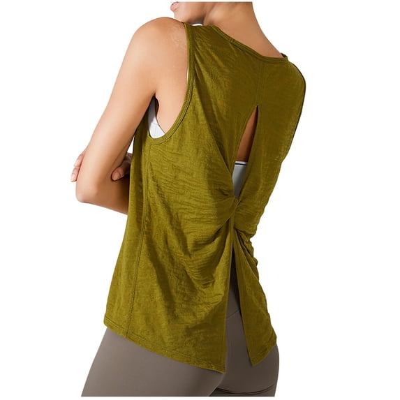UYISJ Women's Backless Workout Tops Racerback Tank Tops Open Back Running Loose Fit Tank Tops Muscle Tank Yoga Shirts