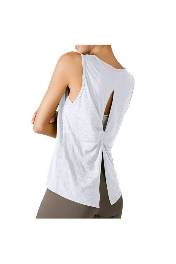 Women's Backless Workout Tops Racerback Tank Tops Open Back Running Loose Fit Tank Tops Muscle Tank Yoga Shirts