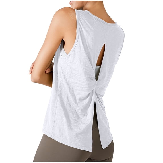 UYISJ Women's Backless Workout Tops Racerback Tank Tops Open Back Running Loose Fit Tank Tops Muscle Tank Yoga Shirts
