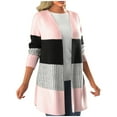 thumbnail image 1 of UYISJ Women's Cardigan Sweaters Open Front Long Sleeve Cardigan Dressy Casual Trendy Lightweight Color Blocked Tops Pink XXL, 1 of 7