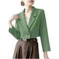 thumbnail image 1 of UYISJ Women's Casual Office Cropped Blazer Long Sleeve Open Front with Button Cardigans Solid Color Fall Jacket Work Suit Green XXL, 1 of 1