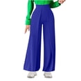 thumbnail image 1 of UYISJ Women's Casual Wide Leg Pants High Waisted Button Down Trousers Straight Long Trousers Office Pants with Pockets Blue XL, 1 of 5