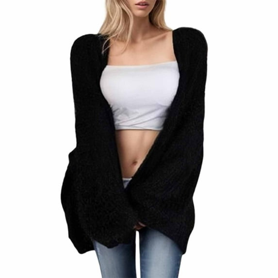 UYISJ Women's Chunky Cardigan Oversized Open Front Sweaters Tops Batwing Long Sleeve Knitted Solid Color Sweaters L