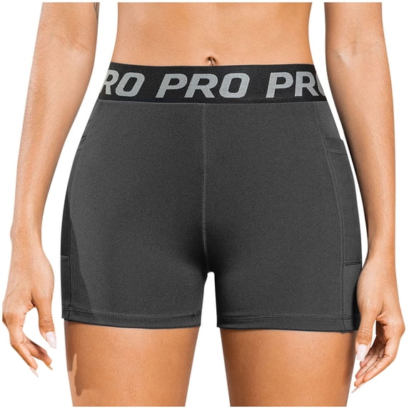UYISJ Women's Compression Shorts Athletic Workout Nylon Shorts with Pockets for Casual Volleyball Gym Yoga Athletic Stretchy Pants Dark Gray XL