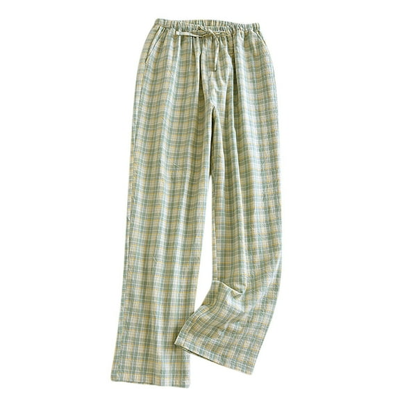 UYISJ Women's Cotton Pajama Bottoms Lightweight Sleep & Lounge Pants Plaid Sleepwear Long Pj Pants With Pocket Green M