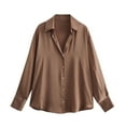 thumbnail image 1 of UYISJ Women's Elegant Satin Blouses Shirts Soft Silk Shirts Top Loose Fit Button Down Shirts Casual Office Long Sleeve Shirt Gold S, 1 of 5