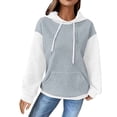 thumbnail image 1 of UYISJ Women's Fall Winter Hoodies Waffle Knit Color Block Sweatshirt Long Sleeve Drawstring Casual Lightweight Pullover Tops S, 1 of 6