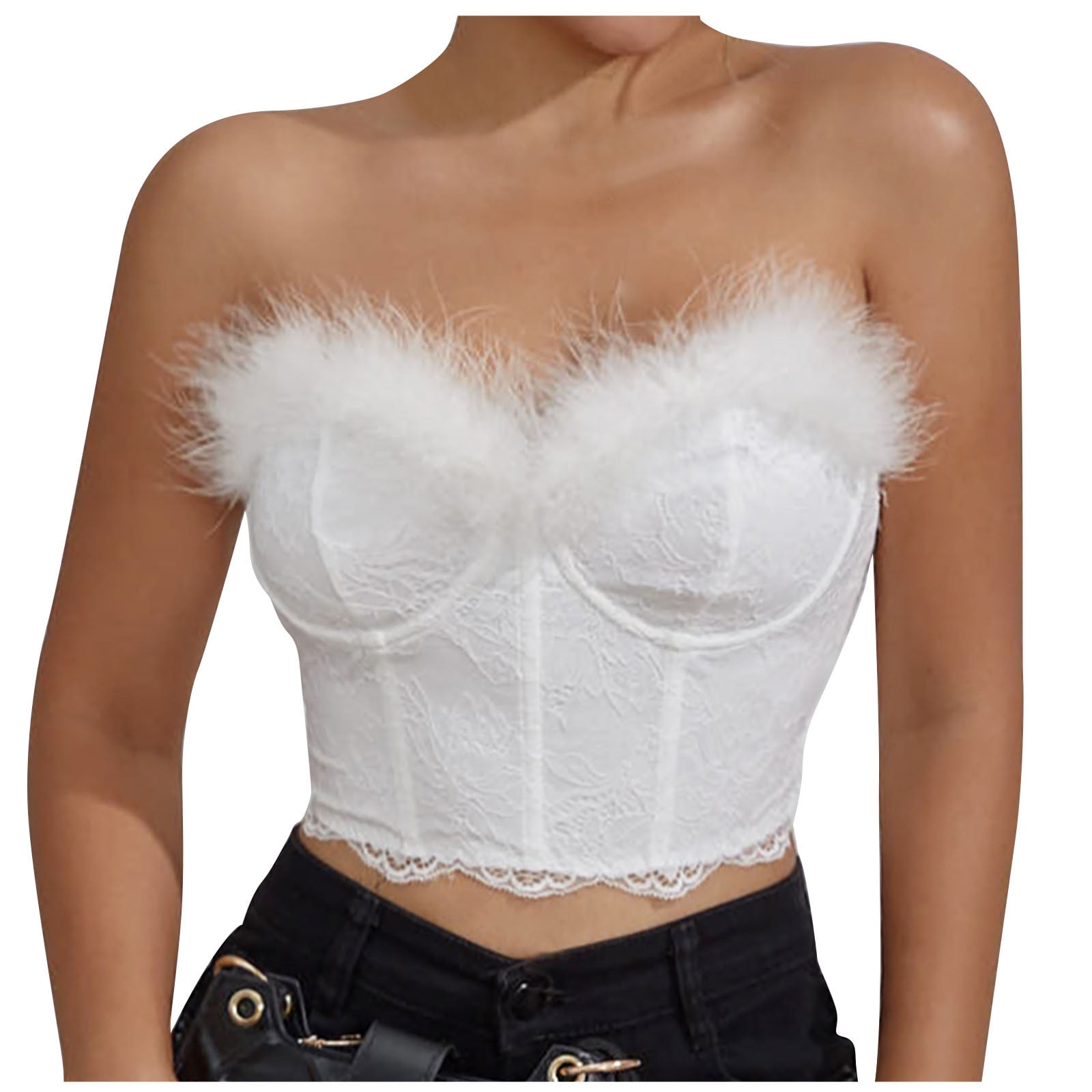 FEATHER BUST BANDEAU CROP TOPS