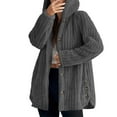 thumbnail image 1 of UYISJ Women's Fuzzy Sherpa Fleece Jacket Coat Button Down Open Front Cardigan Jacket with Hood Y2K Side Split Warm Winter Coats Dark Gray M, 1 of 8