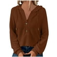 thumbnail image 1 of UYISJ Women's Hoodies Sweatshirts Waffle Knit Button V Neck Hoodie Pullover Casual Long Sleeve Hooded Tops, 1 of 7