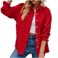 thumbnail image 1 of UYISJ Women's Jean Jacket Ripped Fringe Distressed Washed Button Down Frayed Casual Denim Shacket with Pockets Red L, 1 of 1