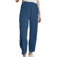 thumbnail image 1 of UYISJ Women's Jogger Pants High Waisted Smocked Waistband Cuffs Lounge Casual Sweatpants Tapered Leg Trousers with Pockets Blue XL, 1 of 8