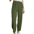 thumbnail image 1 of UYISJ Women's Jogger Pants High Waisted Smocked Waistband Cuffs Lounge Casual Sweatpants Tapered Leg Trousers with Pockets Green S, 1 of 8