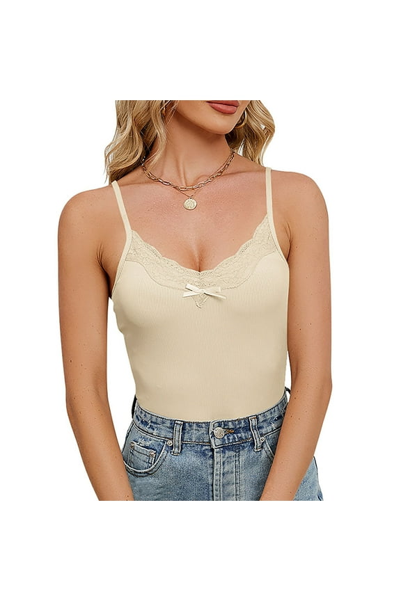 Women's Lace Camisole Spaghetti Strap Tank Top Undershirts Cami Tops Summer Clothes Basics Slim Clothing Shirt
