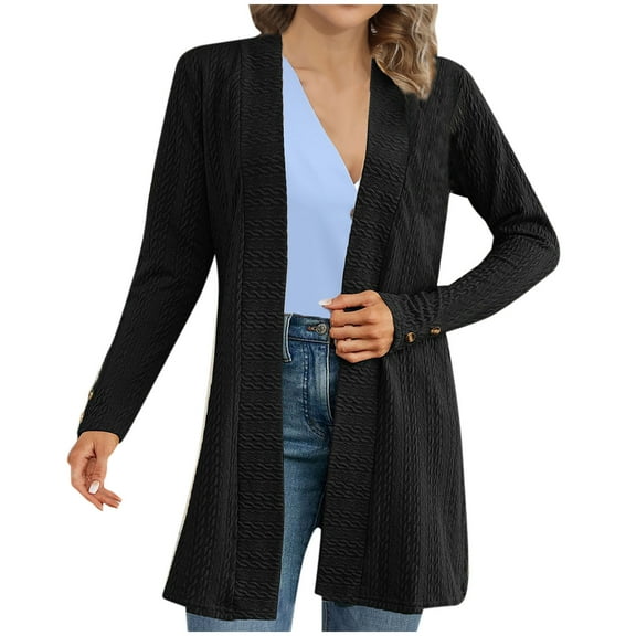 UYISJ Women's Lightweight Cardigan Sweater Casual Long Sleeve Knit Cardigan Open Front Outerwear Jacket with Pockets S