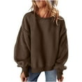 thumbnail image 1 of UYISJ Women's Oversized Sweaters Chunky Warm Crewneck Pullover Sweater Casual Long Sleeve Solid Color Tops Brown XXL, 1 of 9