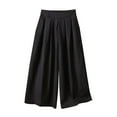 thumbnail image 1 of UYISJ Women's Palazzo Culottes Linen Cotton Blend Wide Leg Cropped Pants Solid Color Capris Casual High Waist Summer Flowy Trousers XXXL, 1 of 6