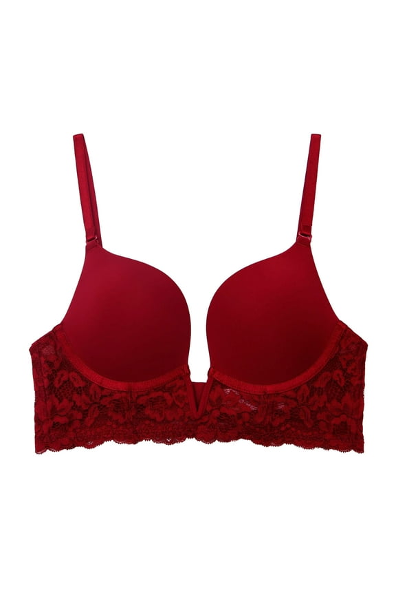 Women's Plunge Deep V Push Up Bras Longline Underwear Lace Underwire Padded Bralette Lift T Shirts Smooth Bras