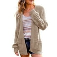 thumbnail image 1 of UYISJ Women's Puff Long Sleeve Sweaters Cable Knitted Cardigan Sweaters Open Front Solid Color Outerwear with Pockets Khaki XL, 1 of 9