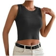 thumbnail image 1 of UYISJ Women's Racerback Tank Top Basic Crewneck Sleeveless Ribbed Knit Fitted Crop Tunic Tops, 1 of 6