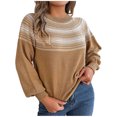 thumbnail image 1 of UYISJ Women's Retro Sweater Fair Isle Knitted Tops Casual Loose Crewneck Long Sleeve Lightweight Pullover Sweaters Khaki S, 1 of 8