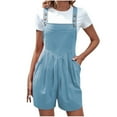 thumbnail image 1 of UYISJ Women's Short Rompers Summer Casual Sleeveless Adjustable Strap Loose Fit Short Cotton Overalls Jumpsuit with Pockets Light Blue L, 1 of 7