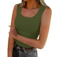 thumbnail image 1 of UYISJ Women's Sleeveless Scoop Neck Fitted Tank Top Ribbed Knit Casual Basic Cami Shirts Army Green L, 1 of 5