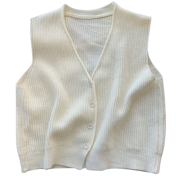 UYISJ Women's Sleeveless Sweater Vest Button Front V Neck Knitted Coats Casual Fall Solid Color Outerwear Free Size