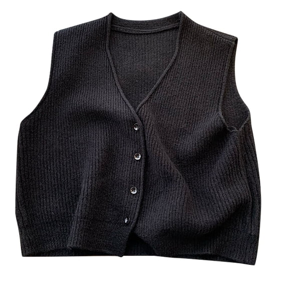 UYISJ Women's Sleeveless Sweater Vest Button Front V Neck Knitted Coats Casual Fall Solid Color Outerwear Free Size