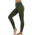 thumbnail image 1 of UYISJ Women's Soft Cotton Leggings with Wide Waistband Full and Capri Length Stretch Yoga Trousers Long Solid Color Pants Army Green XL, 1 of 6
