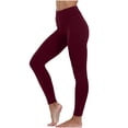 thumbnail image 1 of UYISJ Women's Soft Cotton Leggings with Wide Waistband Full and Capri Length Stretch Yoga Trousers Long Solid Color Pants Wine XL, 1 of 6