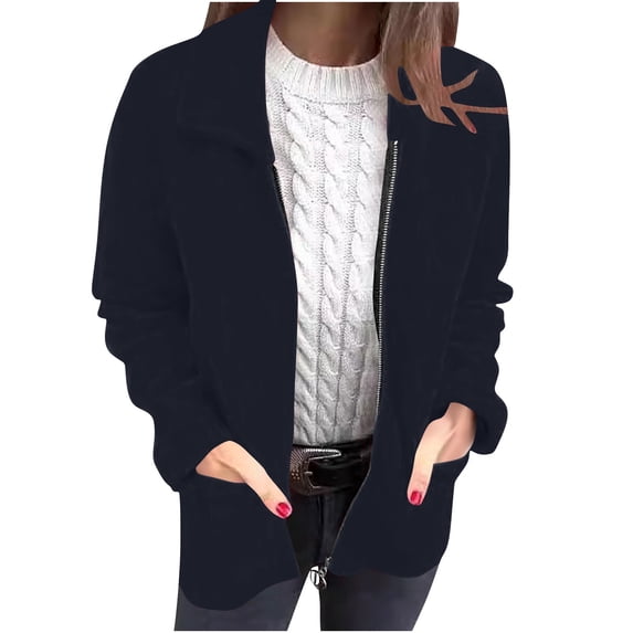 UYISJ Women's Stand Collar Coats Zip Up Long Sleeve Jacket with Pockets Running Sweatshirts Jackets Casual Solid Color Outerwear 4XL