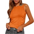 thumbnail image 1 of UYISJ Women's Summer Tank Tops Crew Neck Sleeveless Shirts Ruched Side Tshirts Ribbed Camisole Casual Solid Color Blouses Orange M, 1 of 8