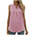 thumbnail image 1 of UYISJ Women's Summer Tank Tops V Neck Sleeveless Tunic Tops Casual Office Work Shirts Blouse Pink XL, 1 of 4
