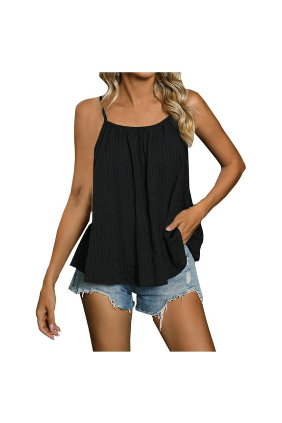 Women's Summer Tops Loose Fit Spaghetti Adjustable Strap Backless Tank Tops Sleeveless Flowy Camisole