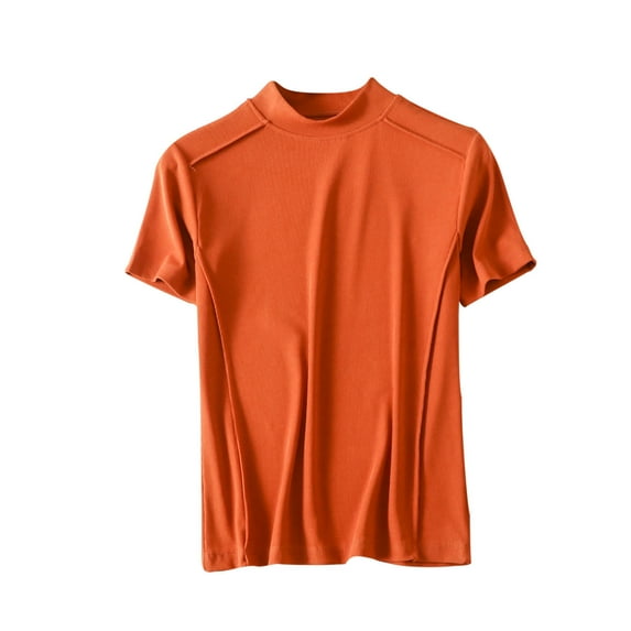 UYISJ Women's Summer Tops Mock Neck Short Sleeve Solid Color Basic Tees Cotton Tees Plus Size Casual T Shirts Blouse Tunic Tops Trendy 2024