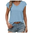 thumbnail image 1 of UYISJ Women's Tank Top V Neck Eyelet T Shirts Cap Sleeve Tops Loose Fit Blouses Dressy Casual Summer Basic Shirts 2046, 1 of 5